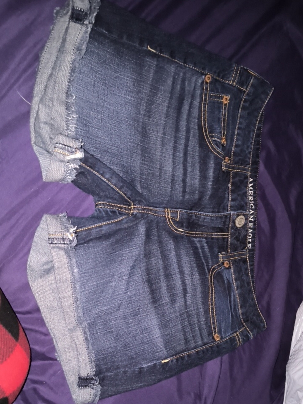 American Eagle Outfitters Dark Indigo Rolled Hem Denim Shorts